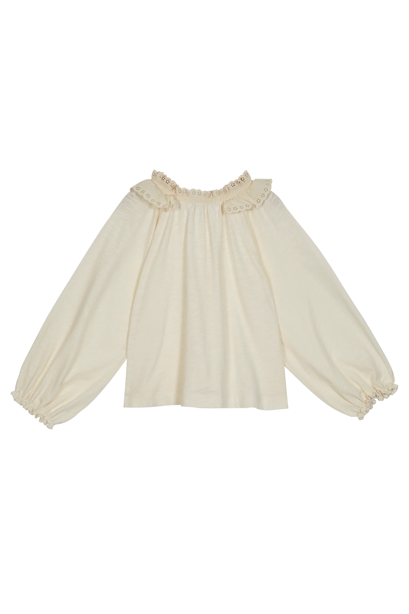 Emile Et Ida Meisjes blouse lange mouw Ecru-1 2
