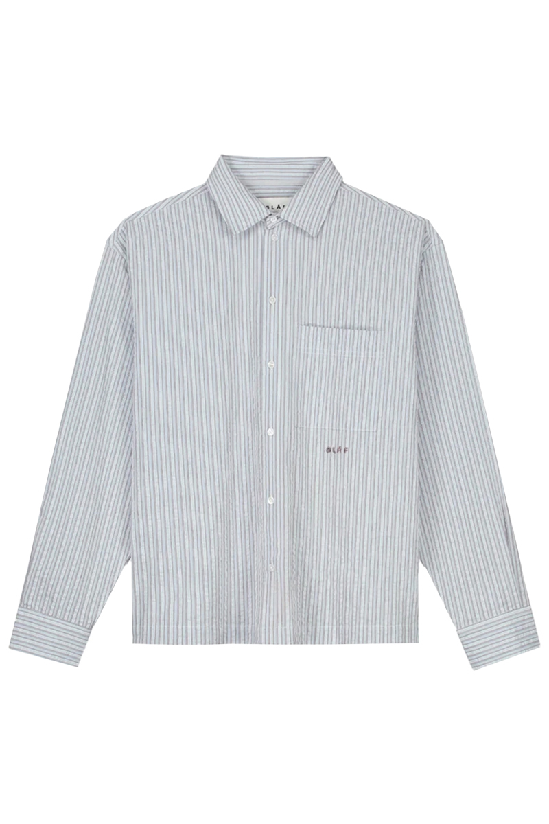 Olaf Hussein OLAF SEERSUCKER BOXY SHIRT Blauw-1 1