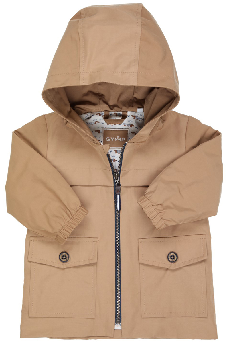 Gymp Coat with hood bruin/beige-1 1