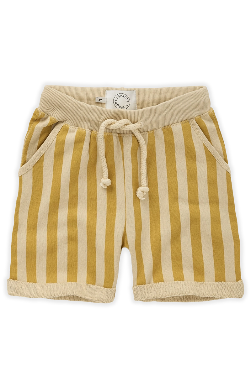 Sproet & Sprout Sweat short Stripe print Geel-1 1