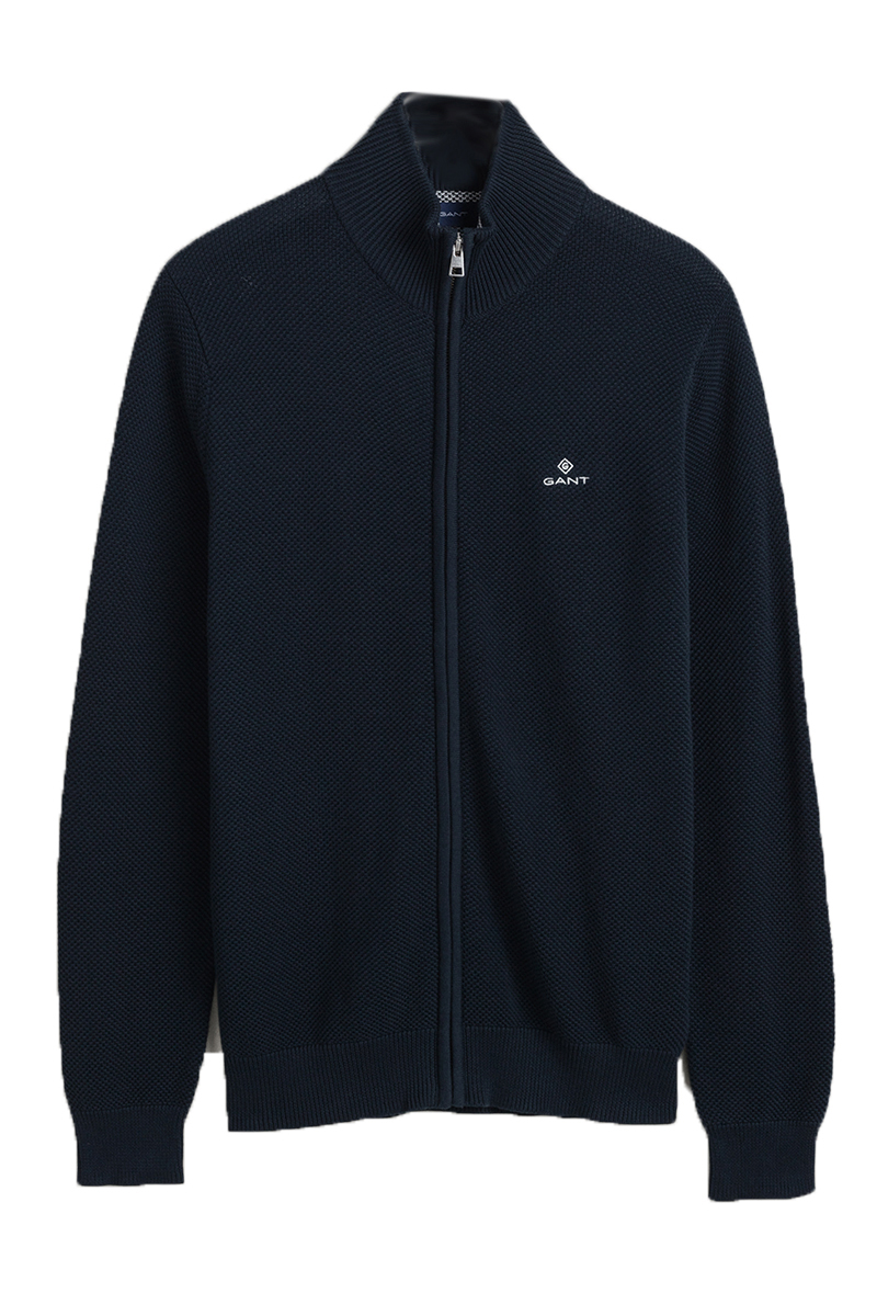 Gant COTTON PIQUE ZIP CARDIGAN Blauw-2 1
