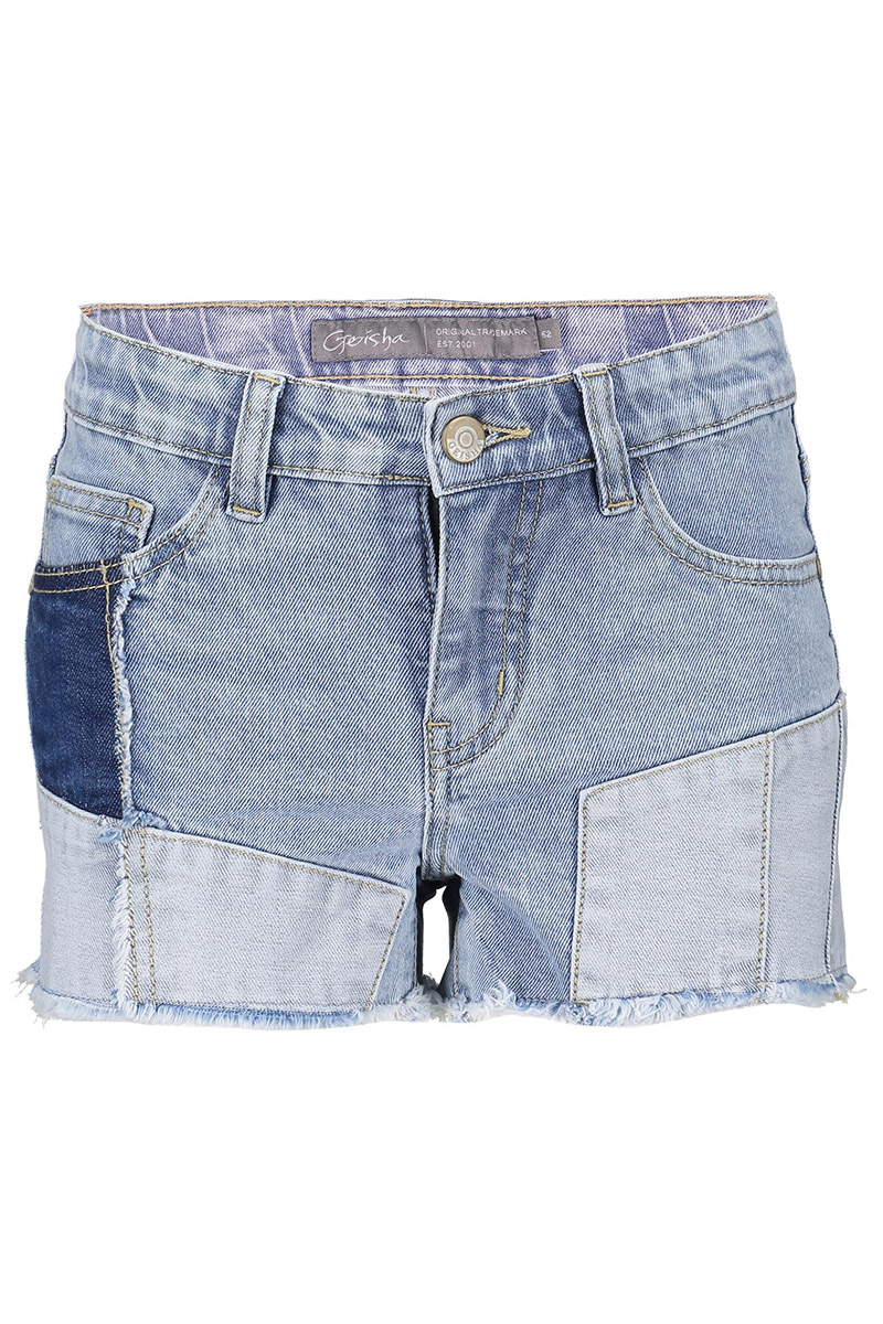 Geisha Jeans short patch Blauw-1 1