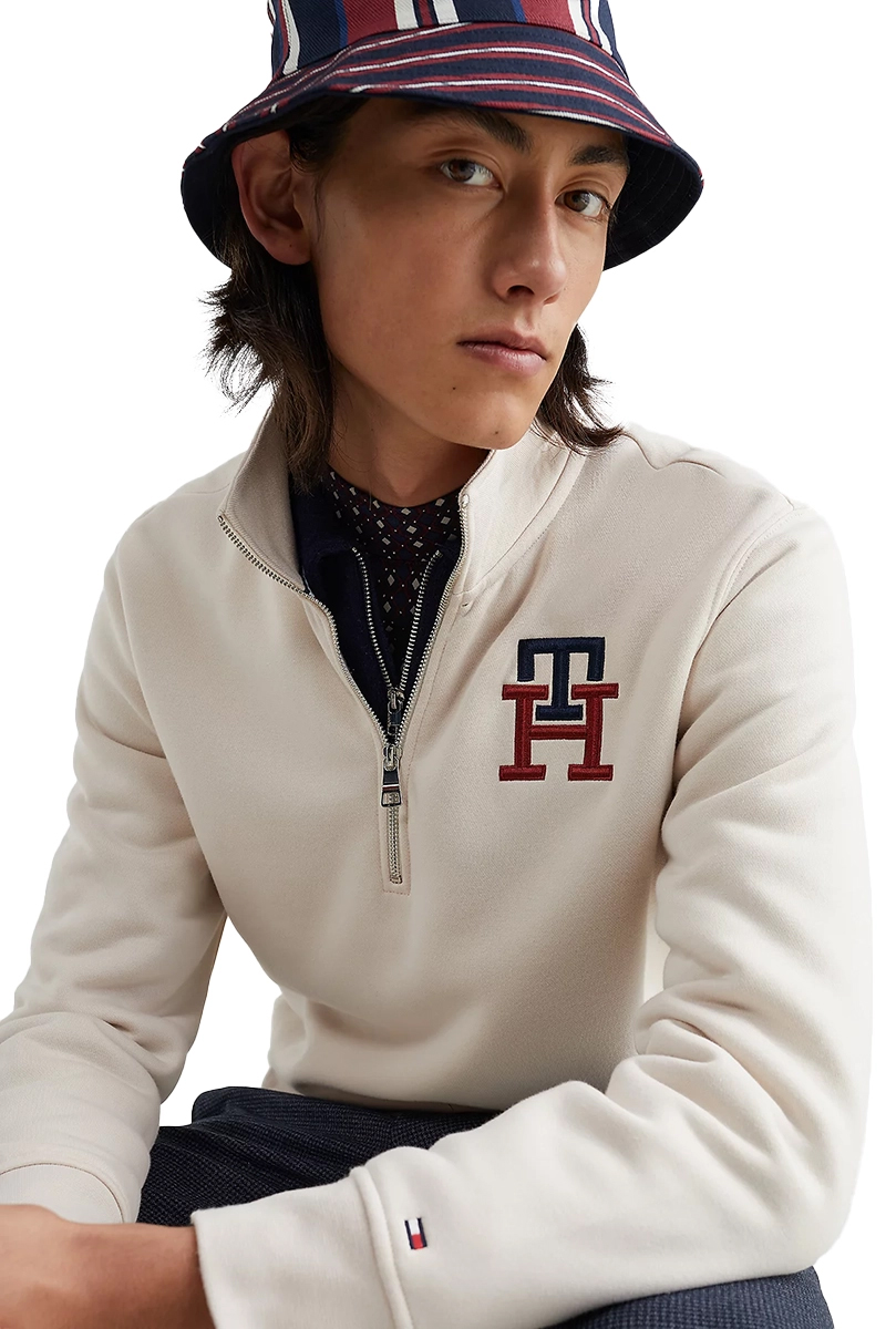 Tommy Hilfiger ESSENTIAL MONOGRAM HALF ZIP Ecru-1 3