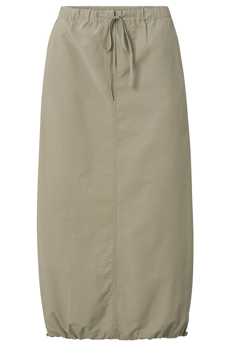 Yaya Nylon cargo midi skirt with el WINTER TWIG BEIGE 1