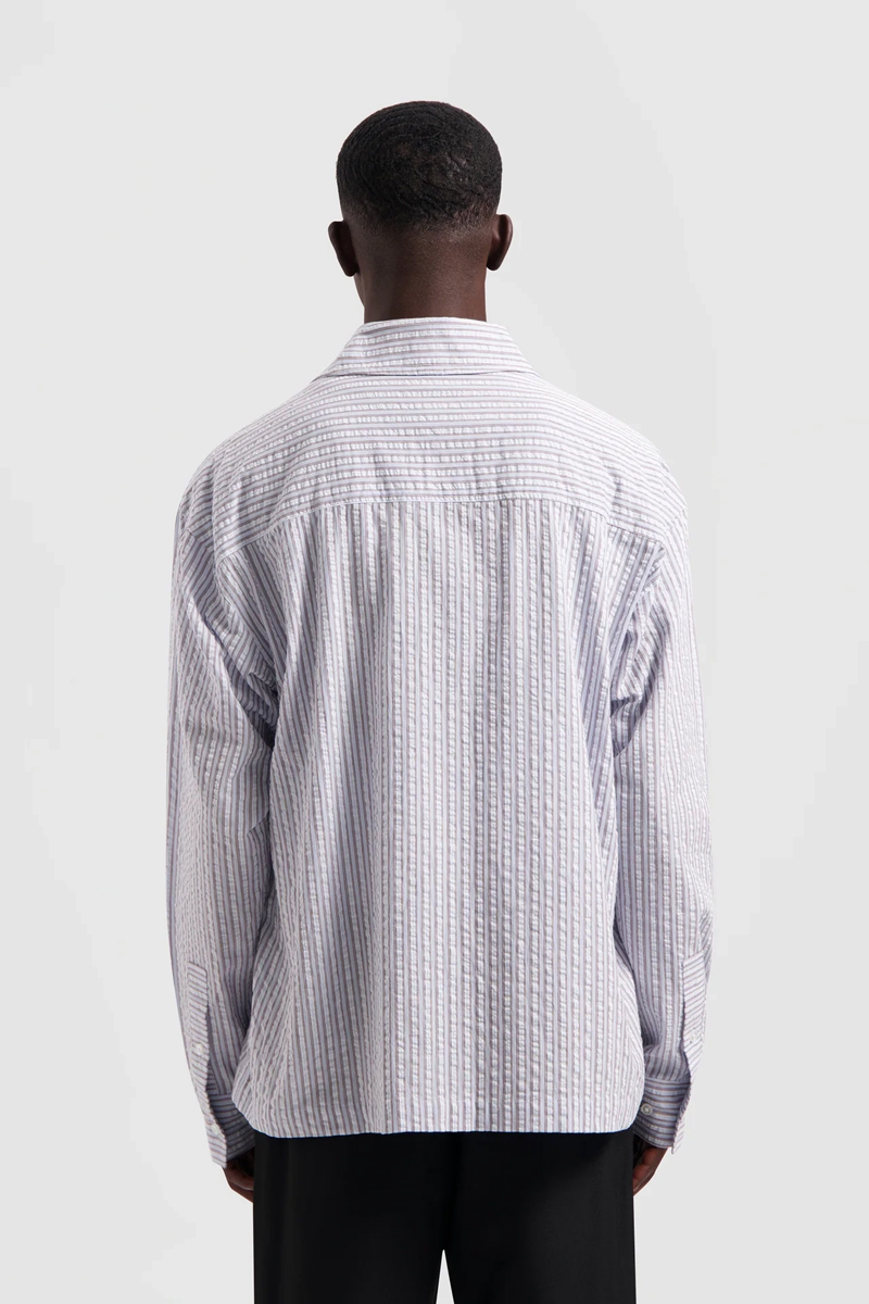 Olaf Hussein OLAF SEERSUCKER BOXY SHIRT Blauw-1 3