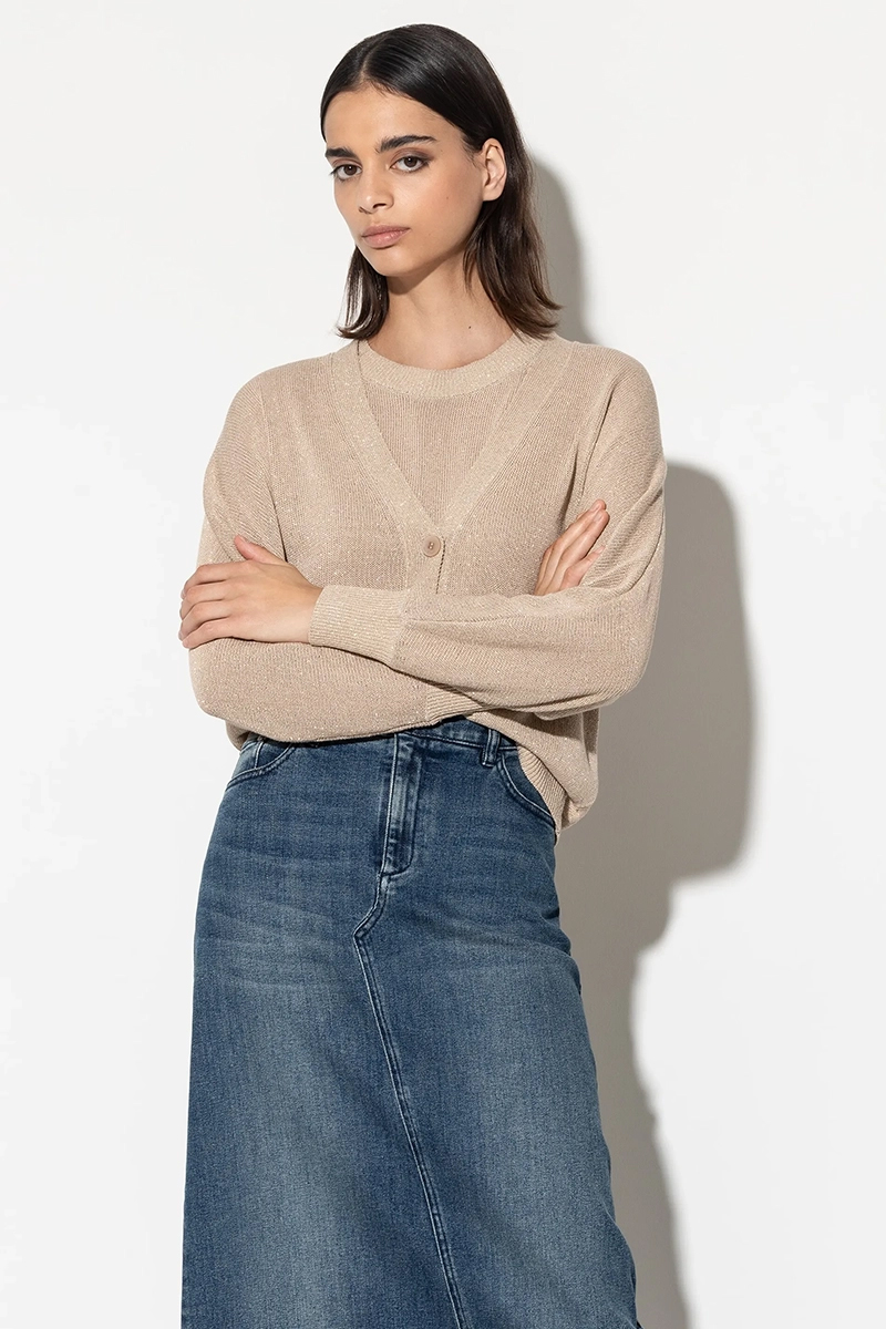 Luisa Cerano Cardigan in Parallelo-Optik cashew 2
