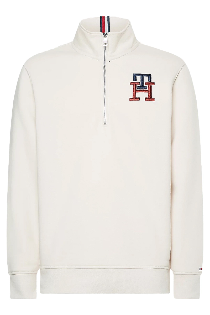 Tommy Hilfiger ESSENTIAL MONOGRAM HALF ZIP Ecru-1 1