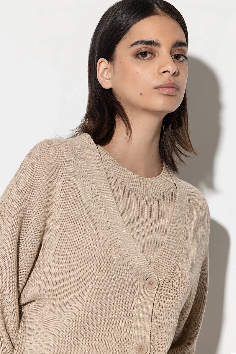 Luisa Cerano Cardigan in Parallelo-Optik cashew 4