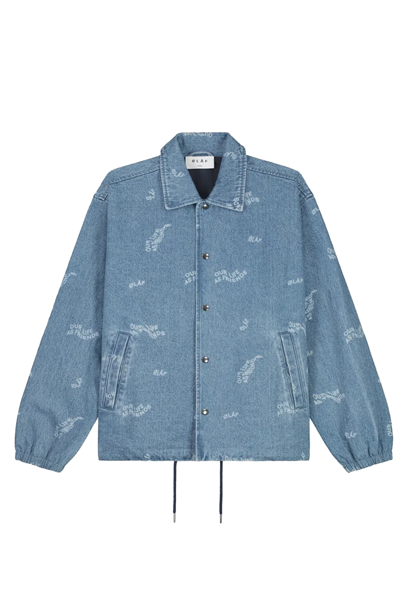 Olaf Hussein WAVY AOP DENIM COACH JACKET Blauw-1 1